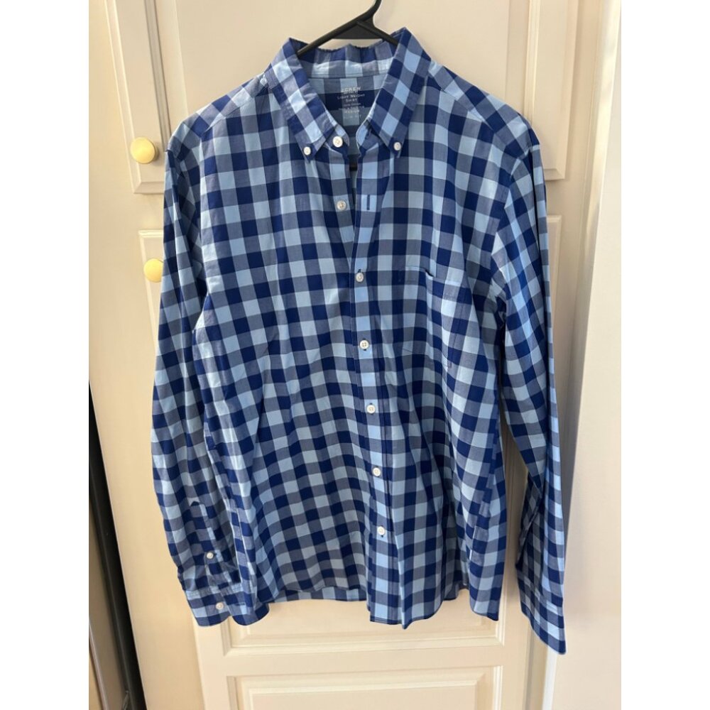 J.Crew Shirt Men Medium Blue & White 100% Cotton Button Down Long Sleeve